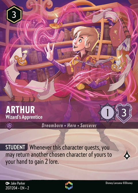 Arthur - Wizard's Apprentice (002-207) - Set 2: Rise of the Floodborn - Disney Lorcana Enchanted
