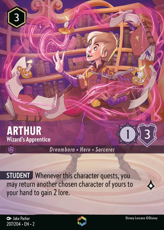 Arthur - Wizard's Apprentice (002-207) - Set 2: Rise of the Floodborn - Disney Lorcana Enchanted