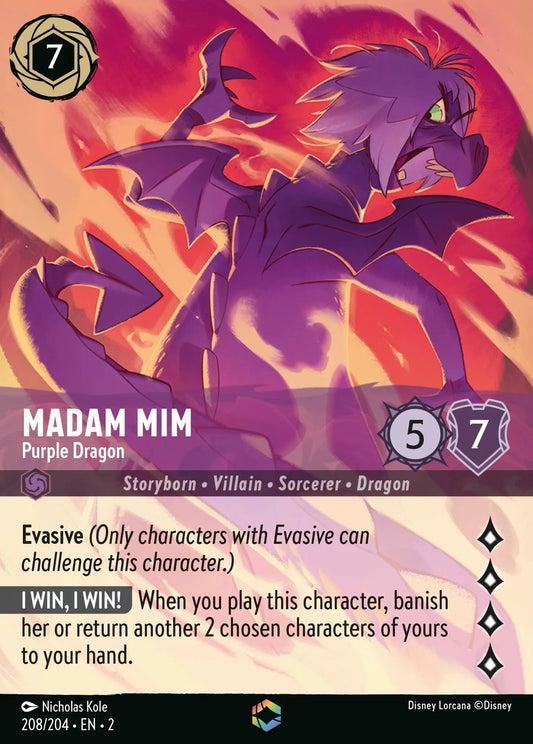 Madam Mim - Purple Dragon (002-208) - Set 2: Rise of the Floodborn - Disney Lorcana Enchanted