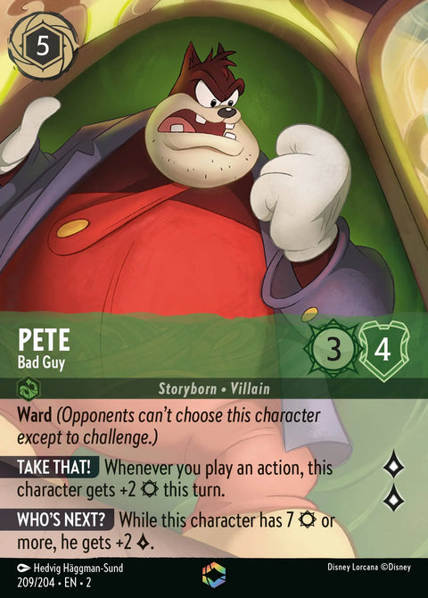 Pete - Bad Guy (002-209) - Set 2: Rise of the Floodborn - Disney Lorcana Enchanted