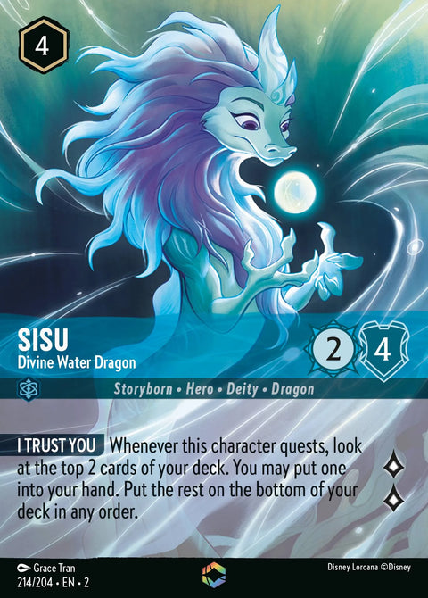Sisu - Divine Water Dragon (002-214) - Set 2: Rise of the Floodborn - Disney Lorcana Enchanted