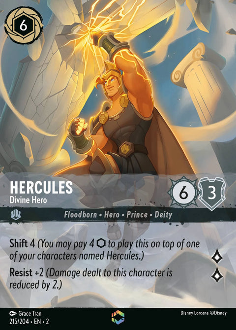 Hercules - Divine Hero (002-215) - Set 2: Rise of the Floodborn - Disney Lorcana Enchanted