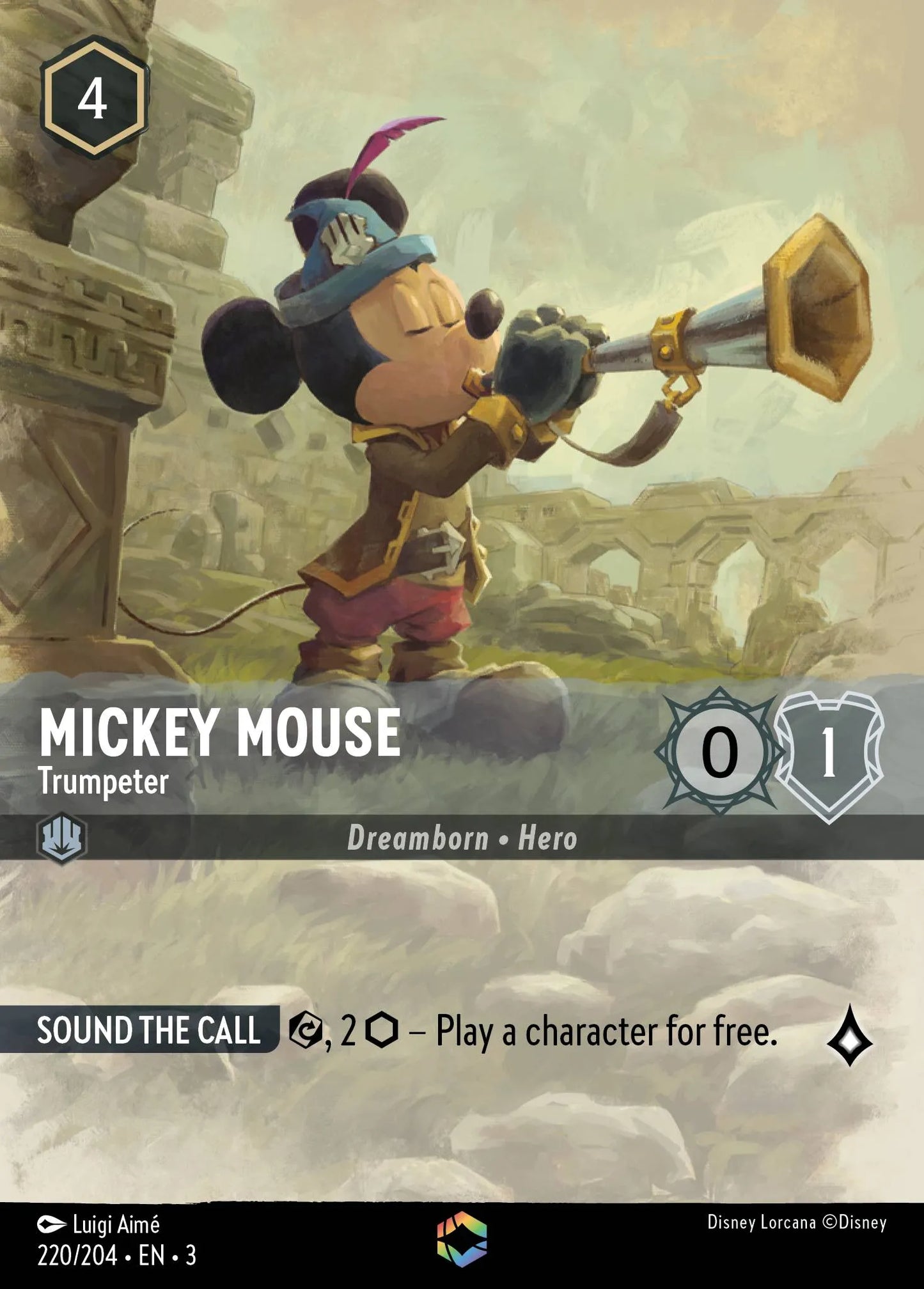 Mickey Mouse - Trumpeter (003-220) - Set 3: Into the Inklands - Disney Lorcana Enchanted