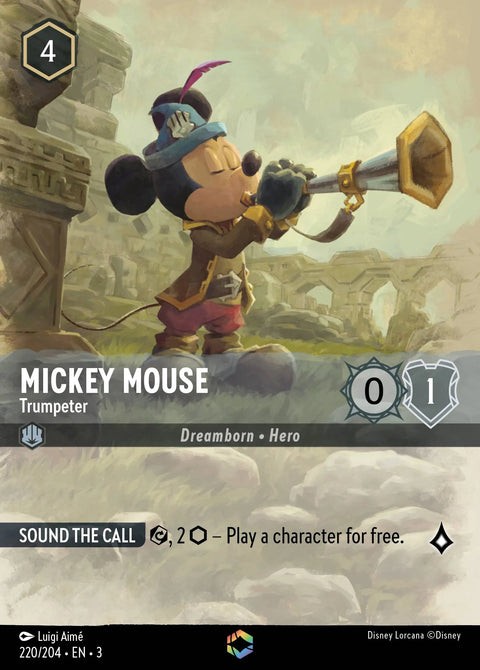Mickey Mouse - Trumpeter (003-220) - Set 3: Into the Inklands - Disney Lorcana Enchanted