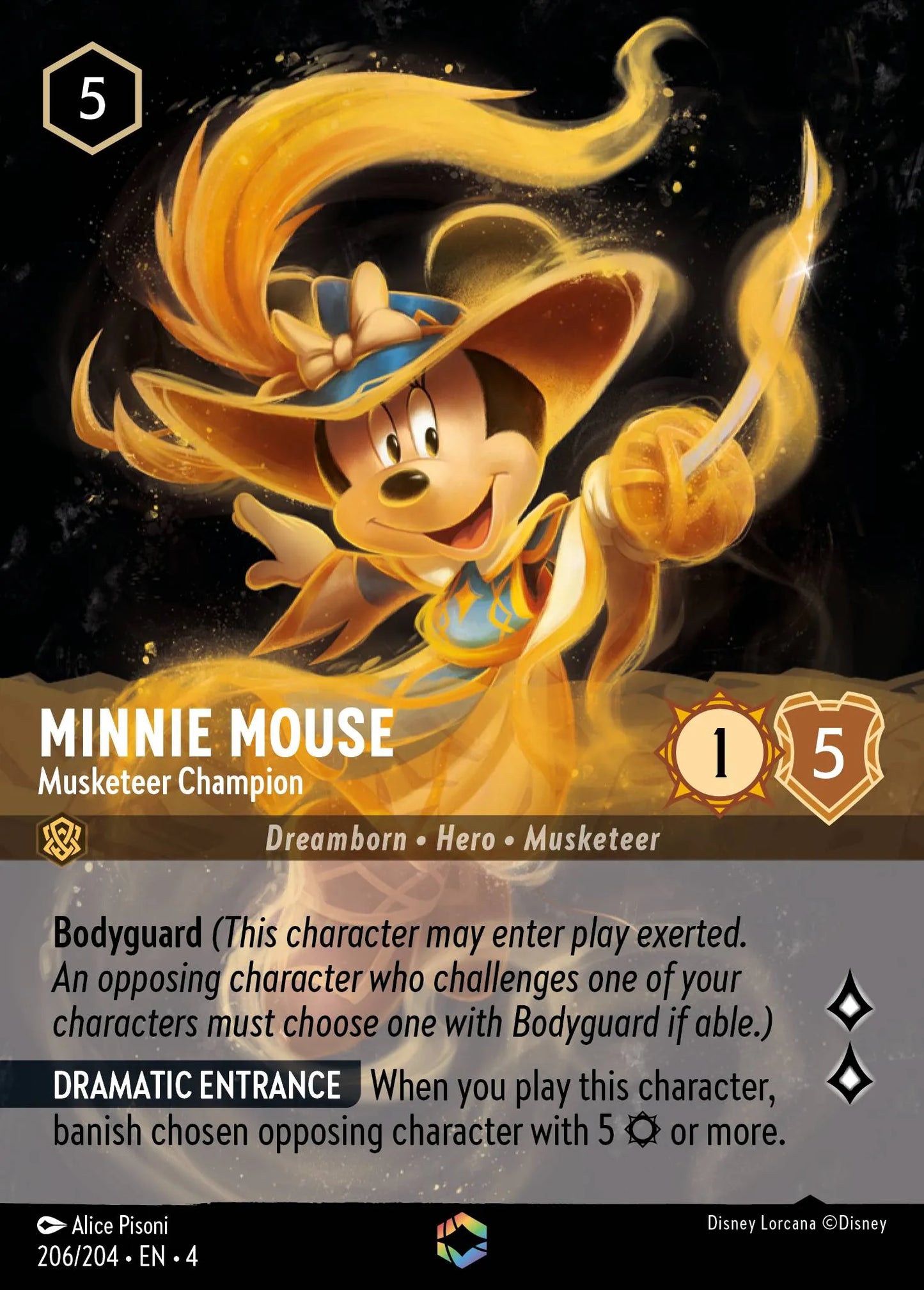 Minnie Mouse - Musketeer Champion (004-206) - Set 4: Ursula's Return - Disney Lorcana Enchanted