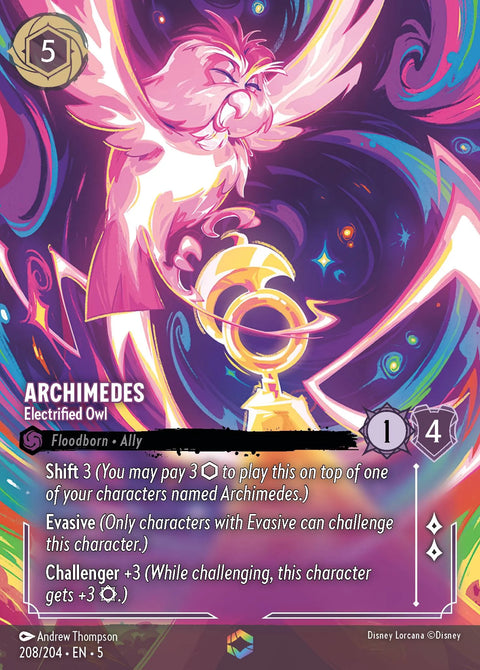 Archimedes - Electrified Owl (005-208) - Set 5: Shimmering Skies - Disney Lorcana Enchanted