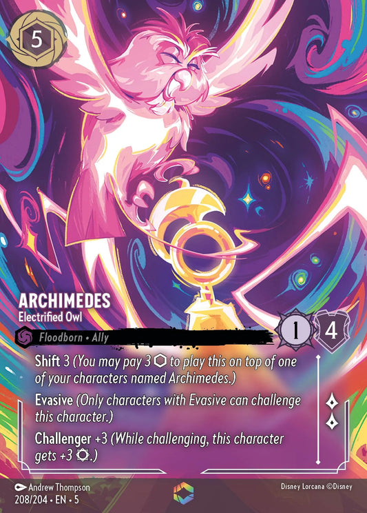 Archimedes - Electrified Owl (005-208) - Set 5: Shimmering Skies - Disney Lorcana Enchanted