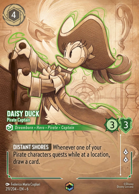 Daisy Duck - Pirate Captain (006-211) - Set 6: Azurite Sea - Disney Lorcana Enchanted