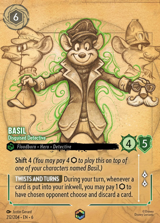 Basil - Disguised Detective (006-212) - Set 6: Azurite Sea - Disney Lorcana Enchanted