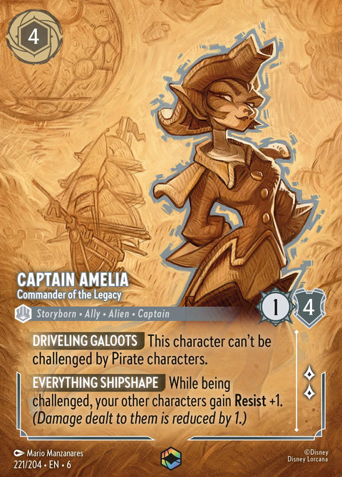 Captain Amelia - Commander of the Legacy (006-221) - Set 6: Azurite Sea - Disney Lorcana Enchanted
