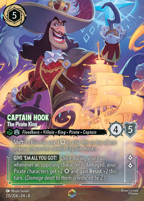 Captain Hook - The Pirate King (008-215) - Set 8: Reign of Jafar - Disney Lorcana Enchanted