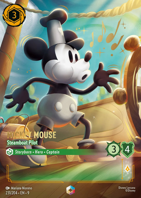 Mickey Mouse - Steamboat Pilot (009-231) - Set 9: Fabled - Disney Lorcana Enchanted