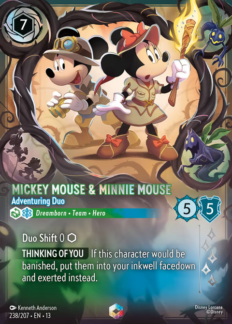 Mickey Mouse & Minnie Mouse - Adventuring Duo (013-238) - Set 13: Attack of the Vine! - Disney Lorcana Enchanted