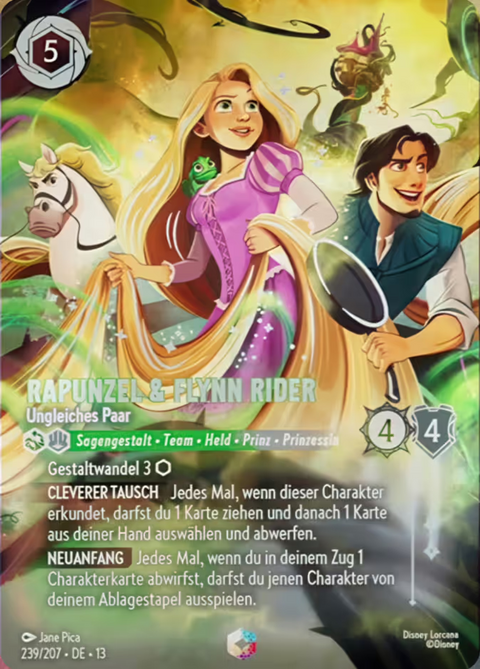 Rapunzel & Flynn Rider - Unlikely Pair (013-239) - Set 13: Attack of the Vine! - Disney Lorcana Enchanted