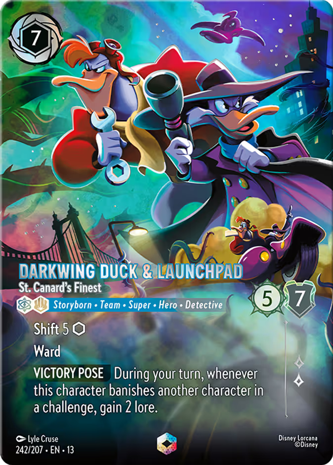 Darkwing Duck & Launchpad - St. Canard's Finest (013-242) - Set 13: Attack of the Vine! - Disney Lorcana Enchanted