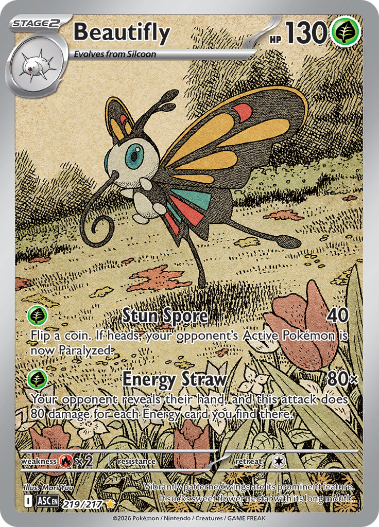 Beautifly 219/217 from Ascended Heroes (ASC) - Illustration Rare English Pokémon TCG single card