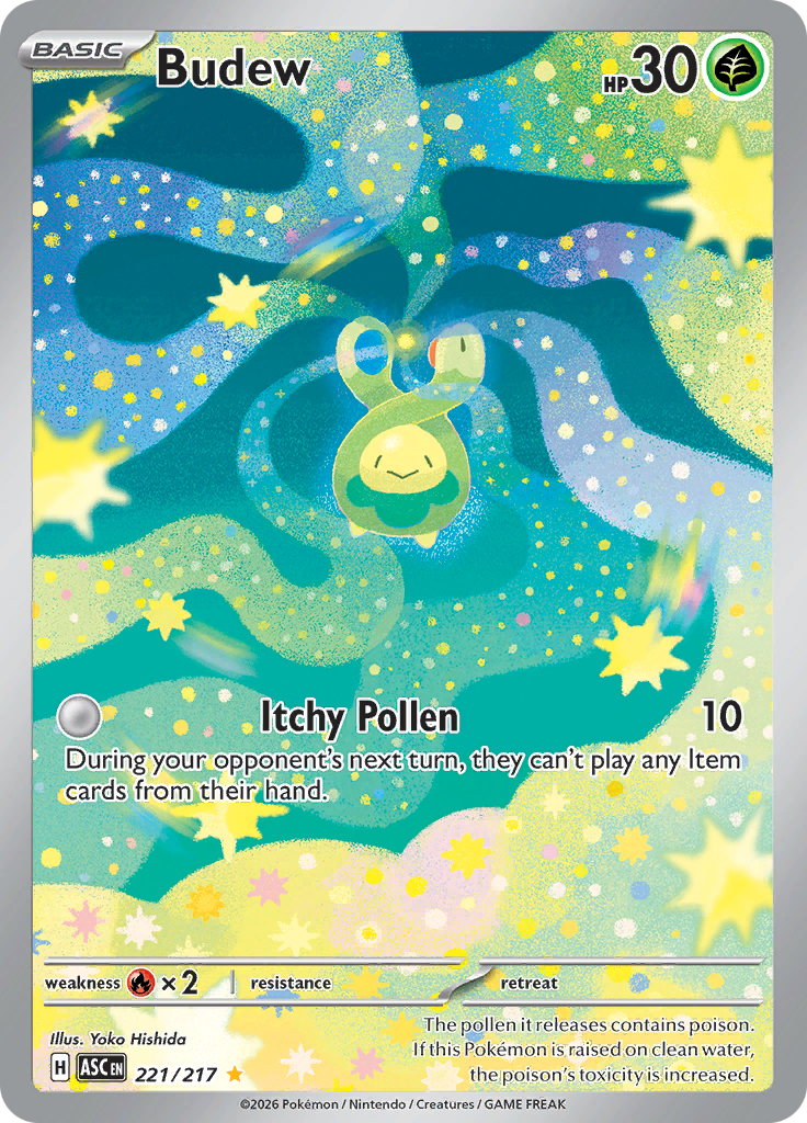 Budew 221/217 from Ascended Heroes (ASC) - Illustration Rare English Pokémon TCG single card