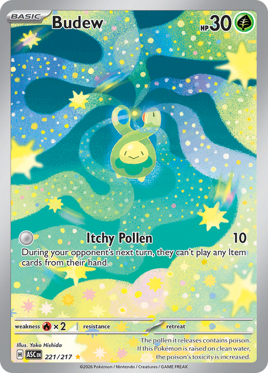 Budew 221/217 from Ascended Heroes (ASC) - Illustration Rare English Pokémon TCG single card