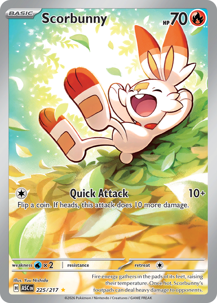 Scorbunny 225/217 from Ascended Heroes (ASC) - Illustration Rare English Pokémon TCG single card