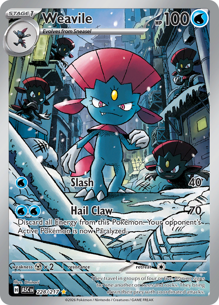 Weavile 228/217 from Ascended Heroes (ASC) - Illustration Rare English Pokémon TCG single card