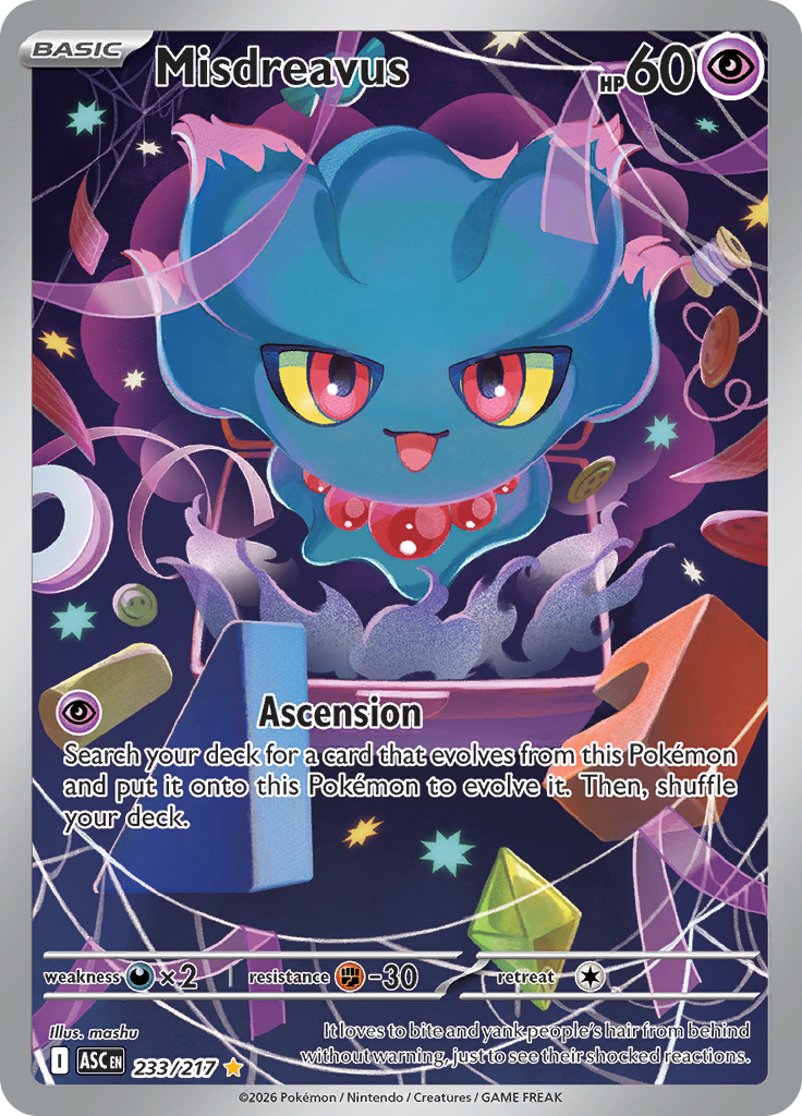 Misdreavus 233/217 from Ascended Heroes (ASC) - Illustration Rare English Pokémon TCG single card