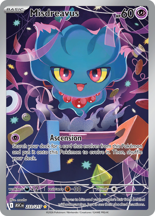 Misdreavus 233/217 from Ascended Heroes (ASC) - Illustration Rare English Pokémon TCG single card