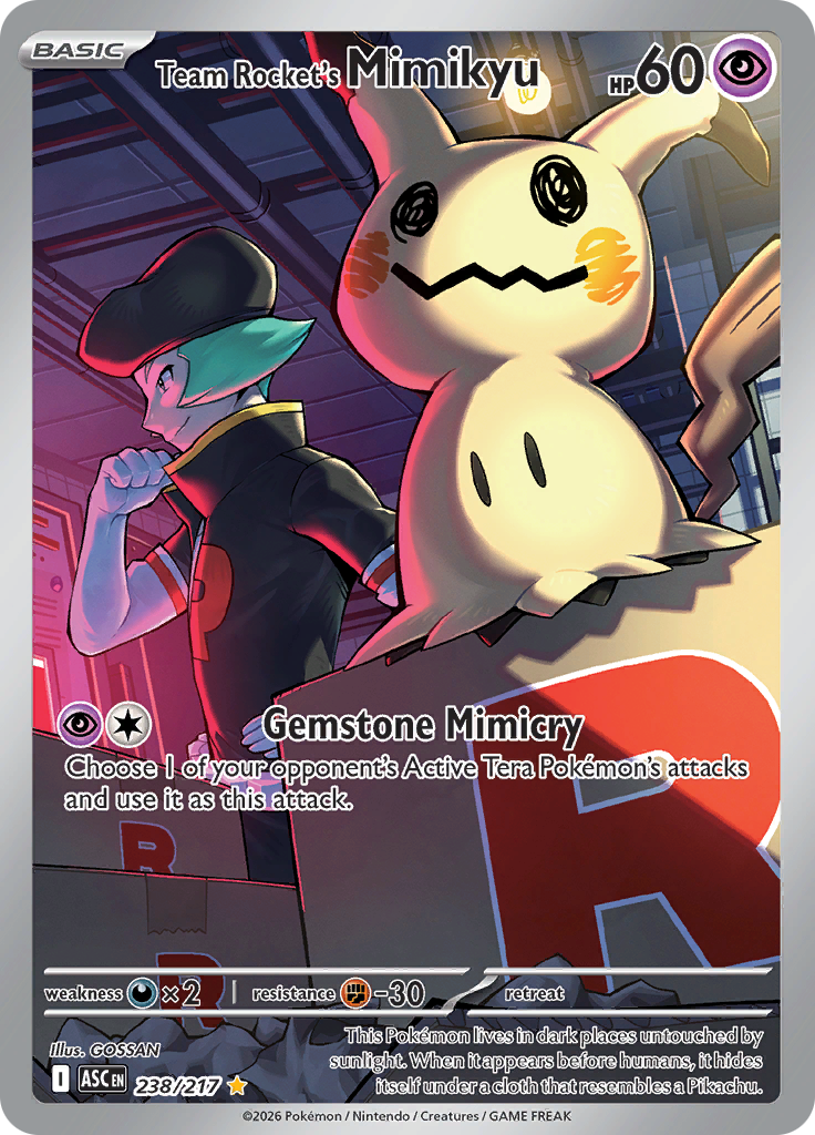 Team Rocket's Mimikyu 238/217 from Ascended Heroes (ASC) - Illustration Rare English Pokémon TCG single card