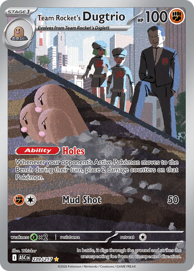 Team Rocket's Dugtrio 239/217 from Ascended Heroes (ASC) - Illustration Rare English Pokémon TCG single card