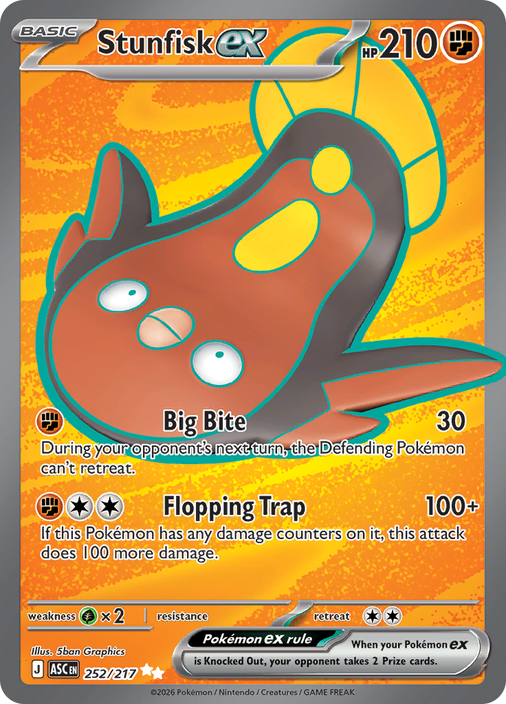 Stunfisk ex 252/217 from Ascended Heroes (ASC) - Ultra Rare English Pokémon TCG single card