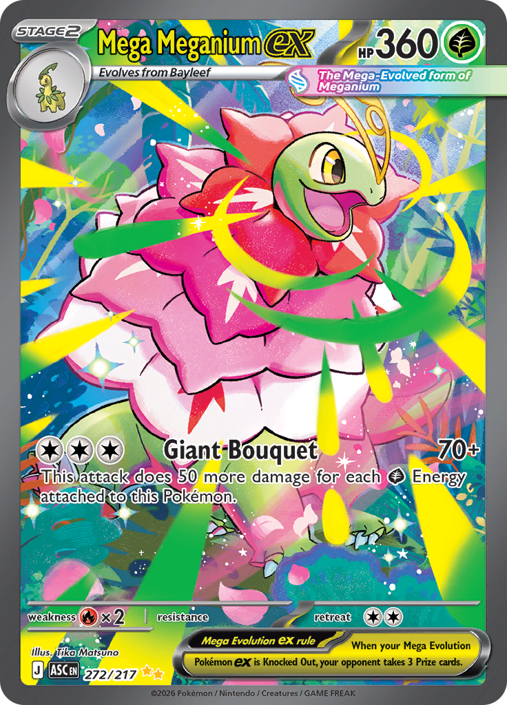 Mega Meganium ex 272/217 from Ascended Heroes (ASC) - Special Illustration Rare English Pokémon TCG single card
