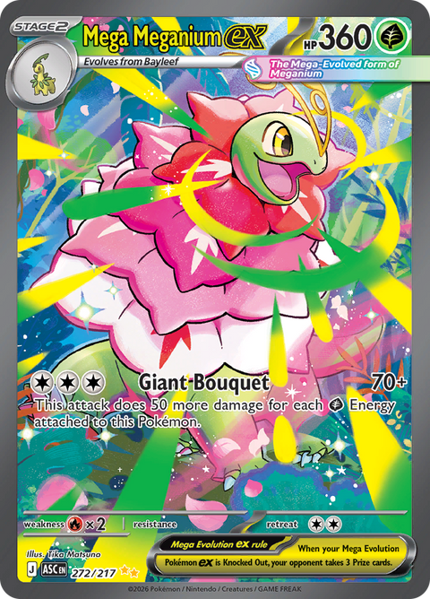 Mega Meganium ex 272/217 from Ascended Heroes (ASC) - Special Illustration Rare English Pokémon TCG single card