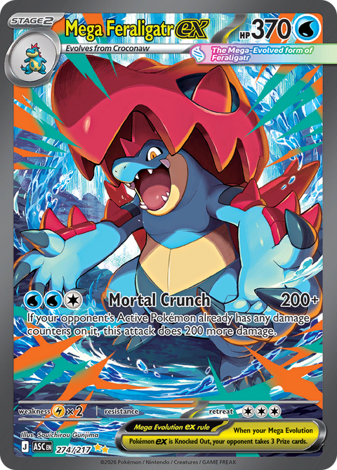 Mega Feraligatr ex 274/217 from Ascended Heroes (ASC) - Special Illustration Rare English Pokémon TCG single card