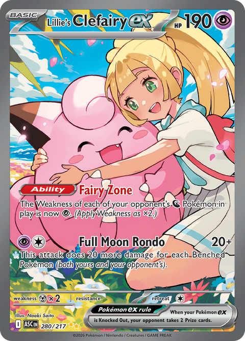 Lillie's Clefairy ex 280/217 from Ascended Heroes (ASC) - Special Illustration Rare English Pokémon TCG single card