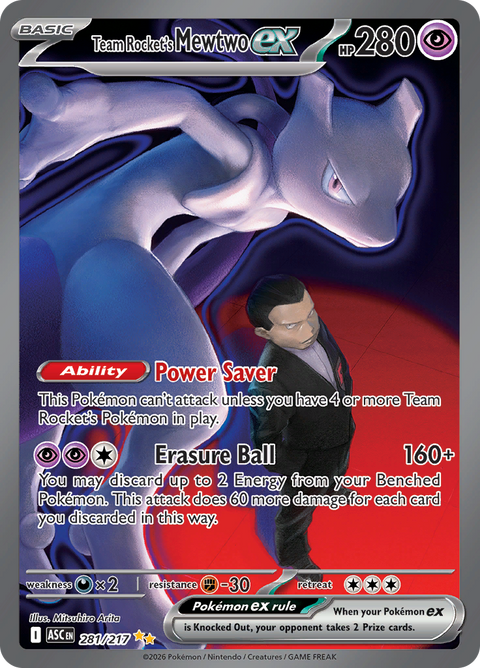Team Rocket's Mewtwo ex 281/217 from Ascended Heroes (ASC) - Special Illustration Rare English Pokémon TCG single card