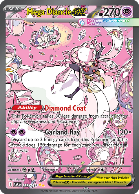 Mega Diancie ex 282/217 from Ascended Heroes (ASC) - Special Illustration Rare English Pokémon TCG single card