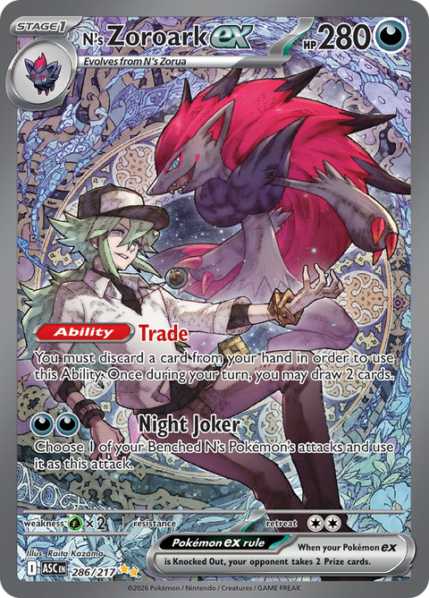 N's Zoroark ex 286/217 from Ascended Heroes (ASC) - Special Illustration Rare English Pokémon TCG single card