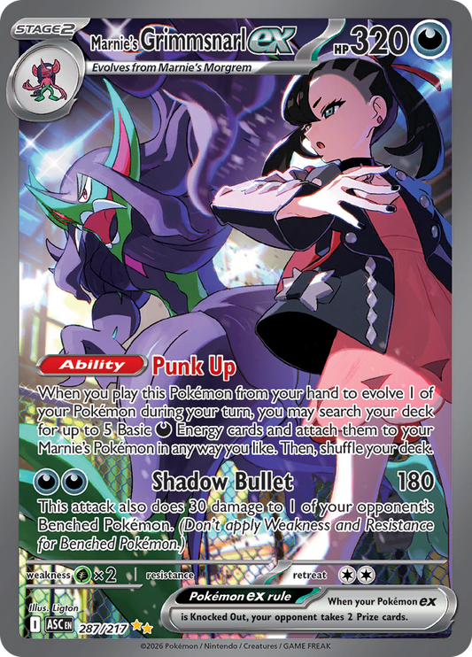 Marnie's Grimmsnarl ex 287/217 from Ascended Heroes (ASC) - Special Illustration Rare English Pokémon TCG single card