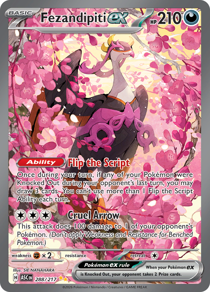 Fezandipiti ex 288/217 from Ascended Heroes (ASC) - Special Illustration Rare English Pokémon TCG single card
