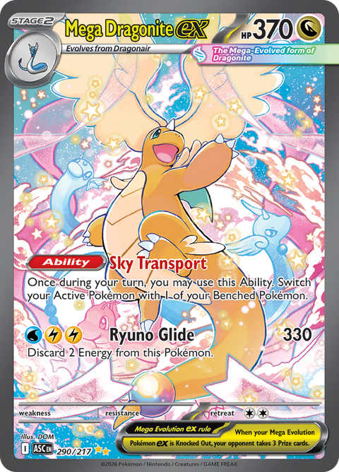 Mega Dragonite ex 290/217 from Ascended Heroes (ASC) - Special Illustration Rare English Pokémon TCG single card