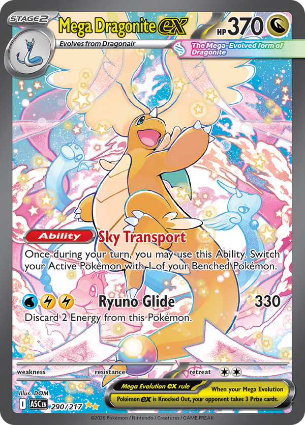 Mega Dragonite ex 290/217 from Ascended Heroes (ASC) - Special Illustration Rare English Pokémon TCG single card
