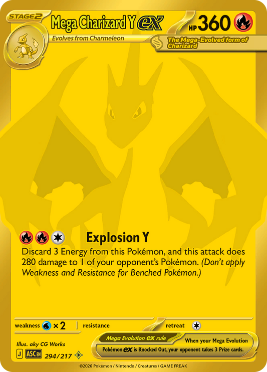 Mega Charizard Y ex 294/217 from Ascended Heroes (ASC) - Mega Hyper Rare English Pokémon TCG single card