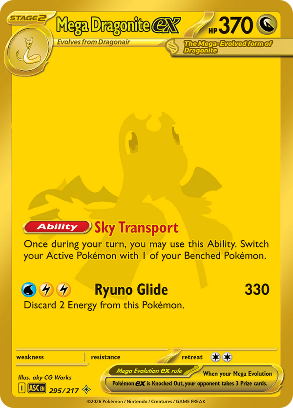 Mega Dragonite ex 295/217 from Ascended Heroes (ASC) - Mega Hyper Rare English Pokémon TCG single card