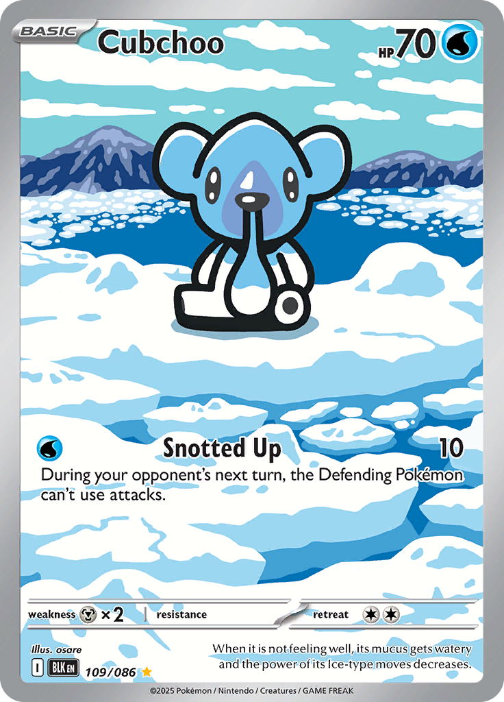 Cubchoo 109/086 from Black Bolt (BLK) - Illustration Rare English Pokémon TCG single card