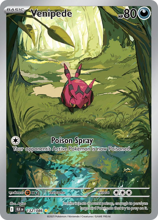 Venipede 132/086 from Black Bolt (BLK) - Illustration Rare English Pokémon TCG single card