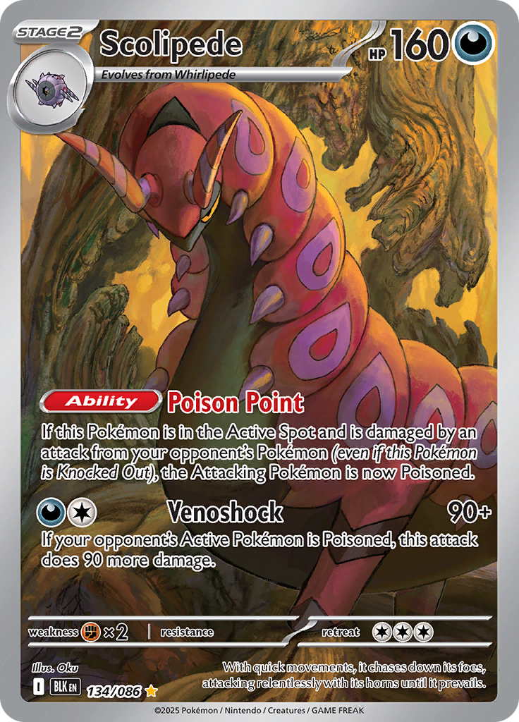 Scolipede 134/086 from Black Bolt (BLK) - Illustration Rare English Pokémon TCG single card