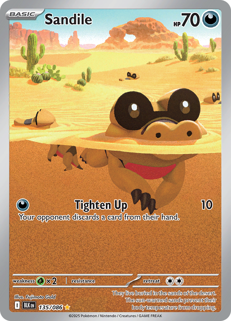 Sandile 135/086 from Black Bolt (BLK) - Illustration Rare English Pokémon TCG single card
