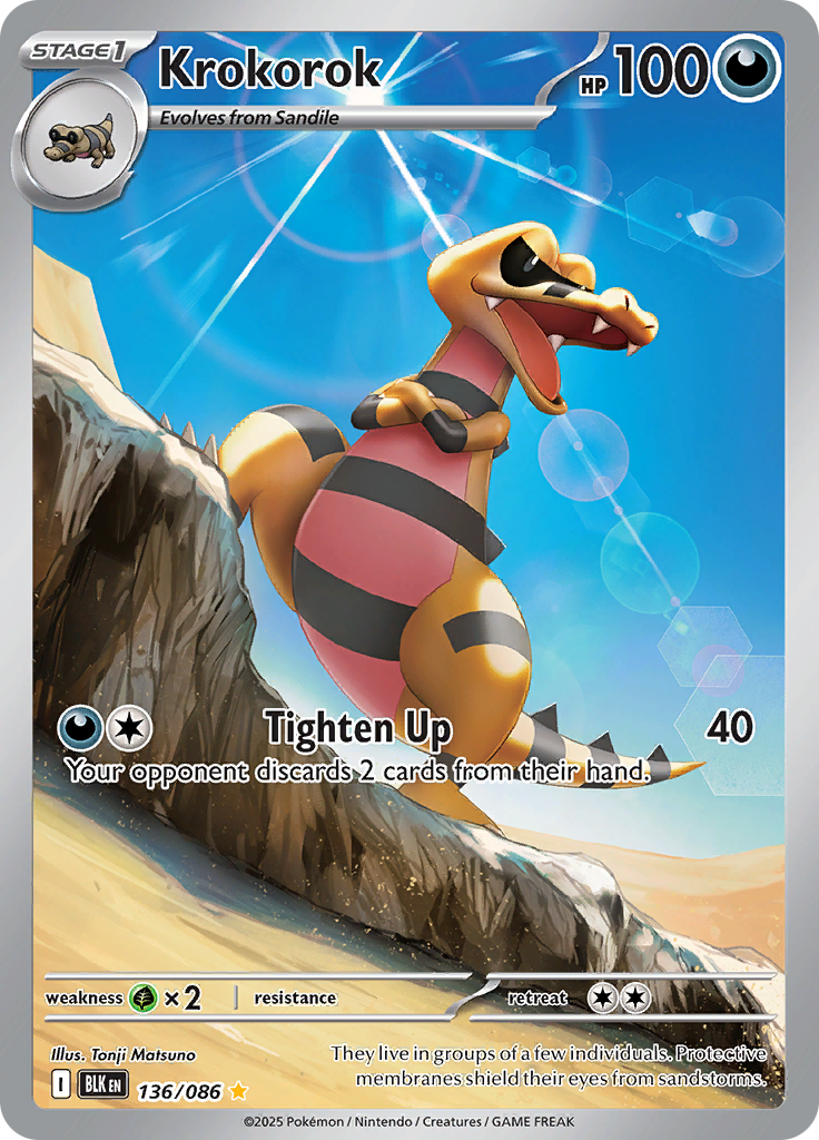 Krokorok 136/086 from Black Bolt (BLK) - Illustration Rare English Pokémon TCG single card