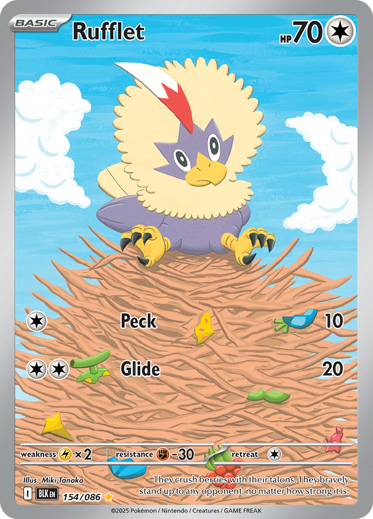 Rufflet 154/086 from Black Bolt (BLK) - Illustration Rare English Pokémon TCG single card