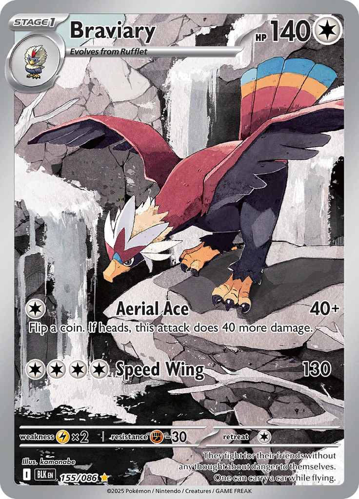 Braviary 155/086 from Black Bolt (BLK) - Illustration Rare English Pokémon TCG single card