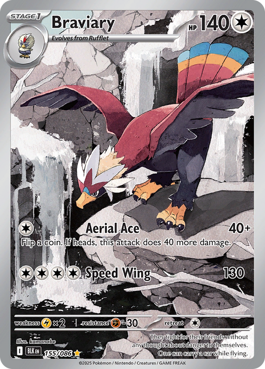 Braviary 155/086 from Black Bolt (BLK) - Illustration Rare English Pokémon TCG single card